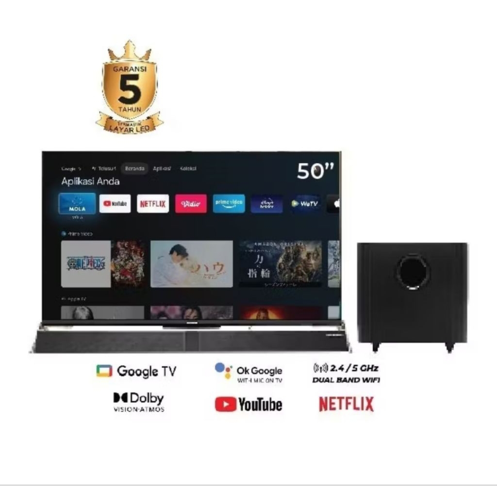 POLYTRON 50BUG5959/5058 GOOGLE TV SINEMAX SOUNDBAR 50"