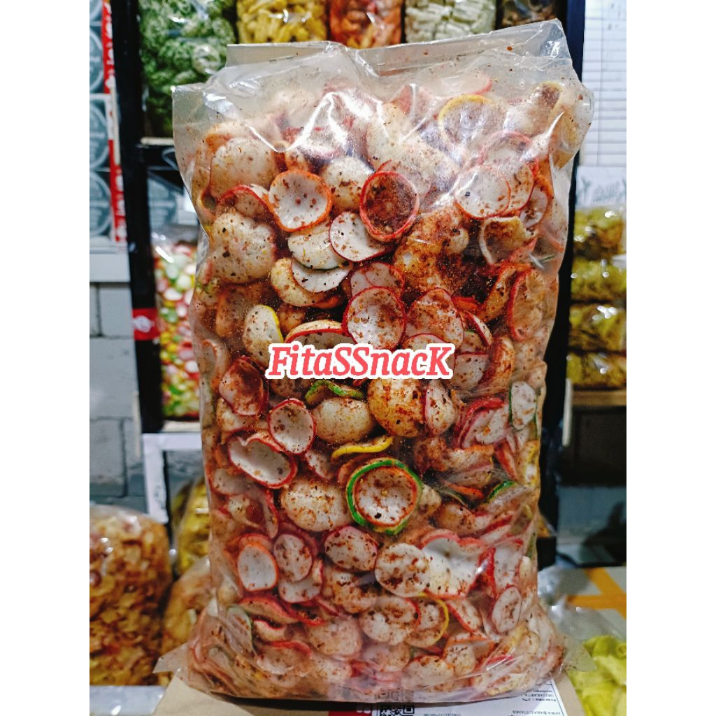 

Kerupuk Bantat Cikur Pedas Daun Jeruk Premium/Kerupuk Seblak Kering Pedas Daun Jeruk/Kerupuk Bawang Pedas/kerupuk bantet