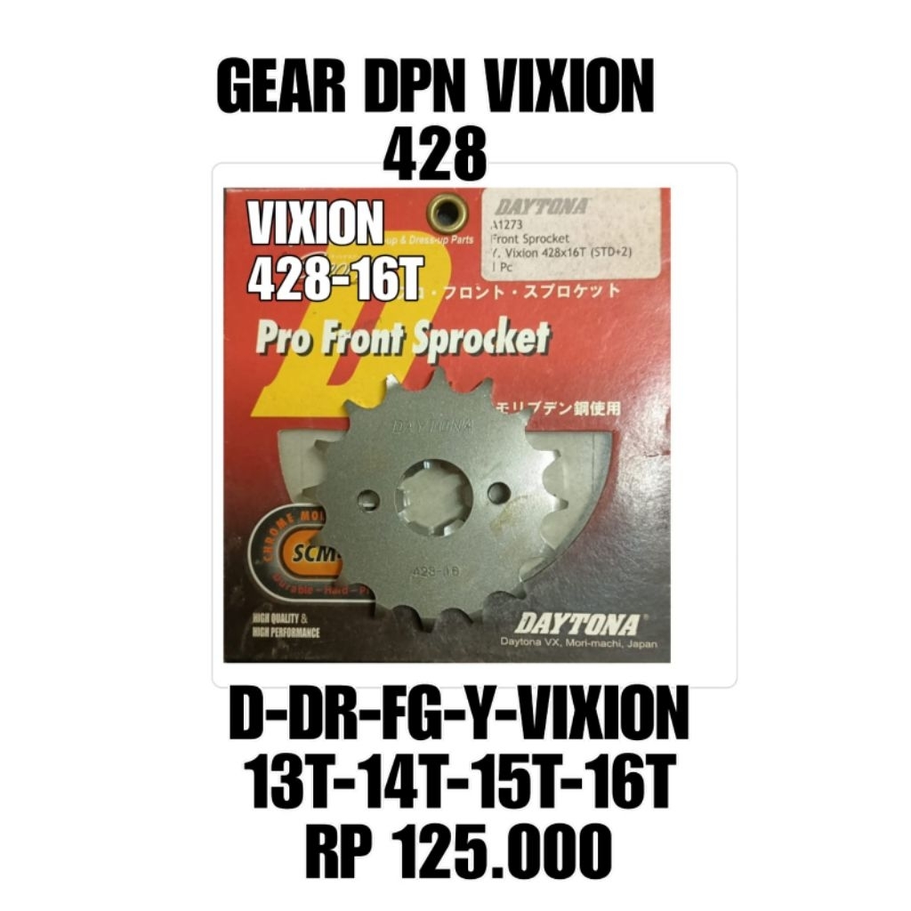 GEAR GIR DEPAN DAYTONA 428-16T YAMAHA BYSON VIXION ORIGINAL