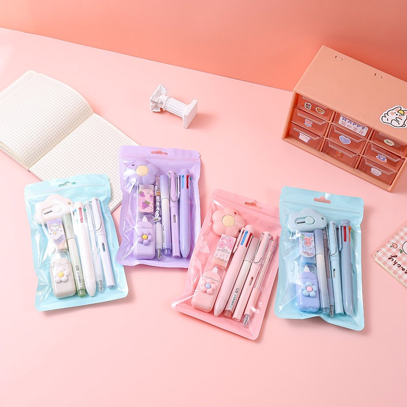 

(27AN.ID) Alat Tulis Set 7 IN 1 Lengkap H1042 ATK Pulpen Pensil Penghapus Dengan Cutter Lucu