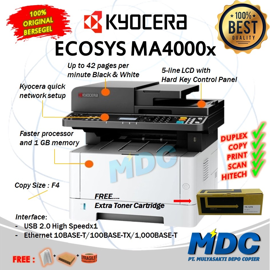 MESIN FOTOCOPY KYOCERA ECOSYS MA4000x PRINTER TERLARIS DAN TERMURAH - PHOTOCOPY LASERJET KYOCERA