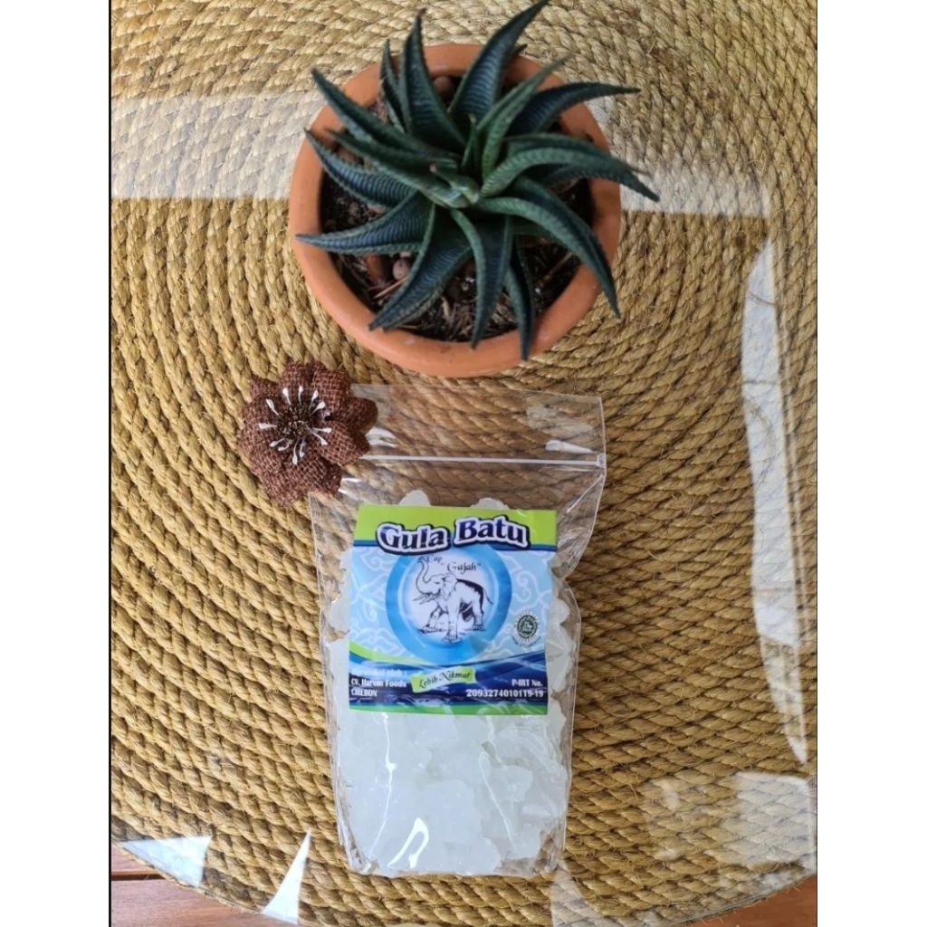 GULA BATU KRISTAL POTONGAN KECIL CAP GAJAH KEMASAN STANDING POUCH BERAT BERSIH 750GRAM