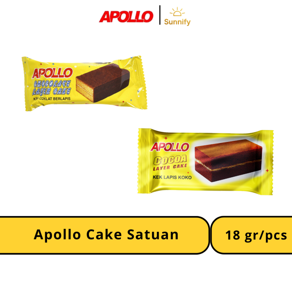 Apollo Layer Cake SATUAN (pcs) Bolu Lapis Coklat / Original / Cocoa berat 18 gr