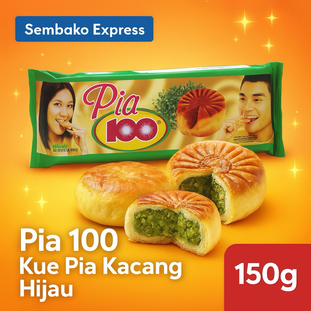 

Pia 100 Kue Pia Kacang Hijau 150g – Lembut & Legit, Siap Santap