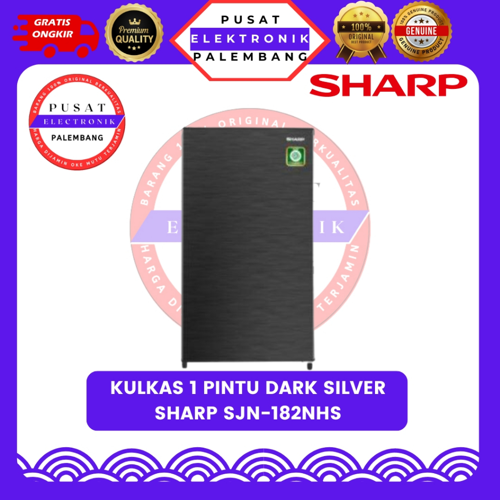 KULKAS 1 PINTU SHARP SJ-N182NHS BLACK SILVER KULKAS 1 PINTU B PALEMBANG
