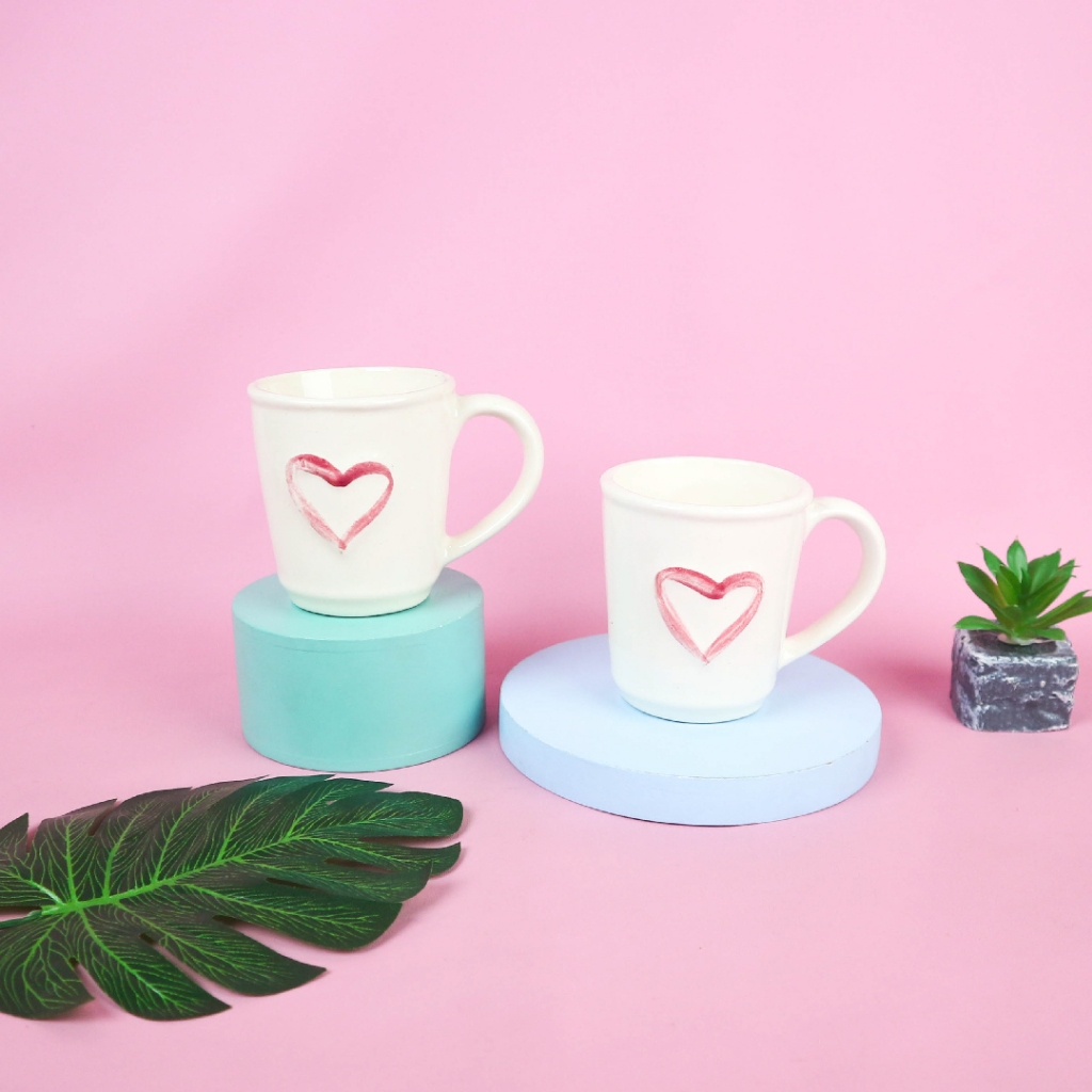 WHITE LINE Mug Keramik Love Set 2 Pcs Cherry