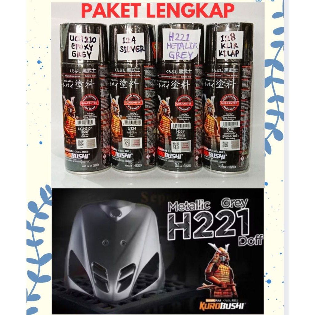 PAKET SAMURAI METALIK GREY H221 /ABU-ABU METALIK 400 ml, PILOX TAHAN BENSIN