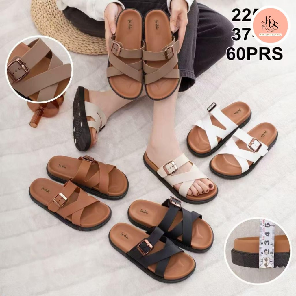 KDS | Fushin - 225-3, Sandal Jelly Cewe Simple, Sandal Santai Wanita, Sendal Rangke Cewe Terbaru