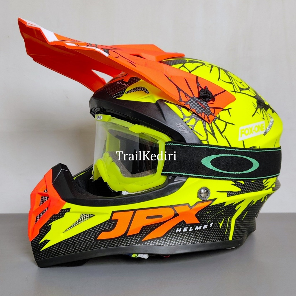 JPX X34 Fox1 Flo yellow dop Helm Cross Google Trail Kediri