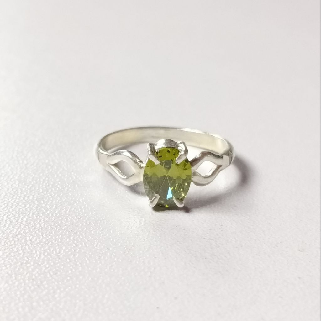 Cincin Perak Permata Warna Hijau Silver Asli 925/Cincin Perak Terbaru/Cincin Pria Wanita/Lapis Emas 