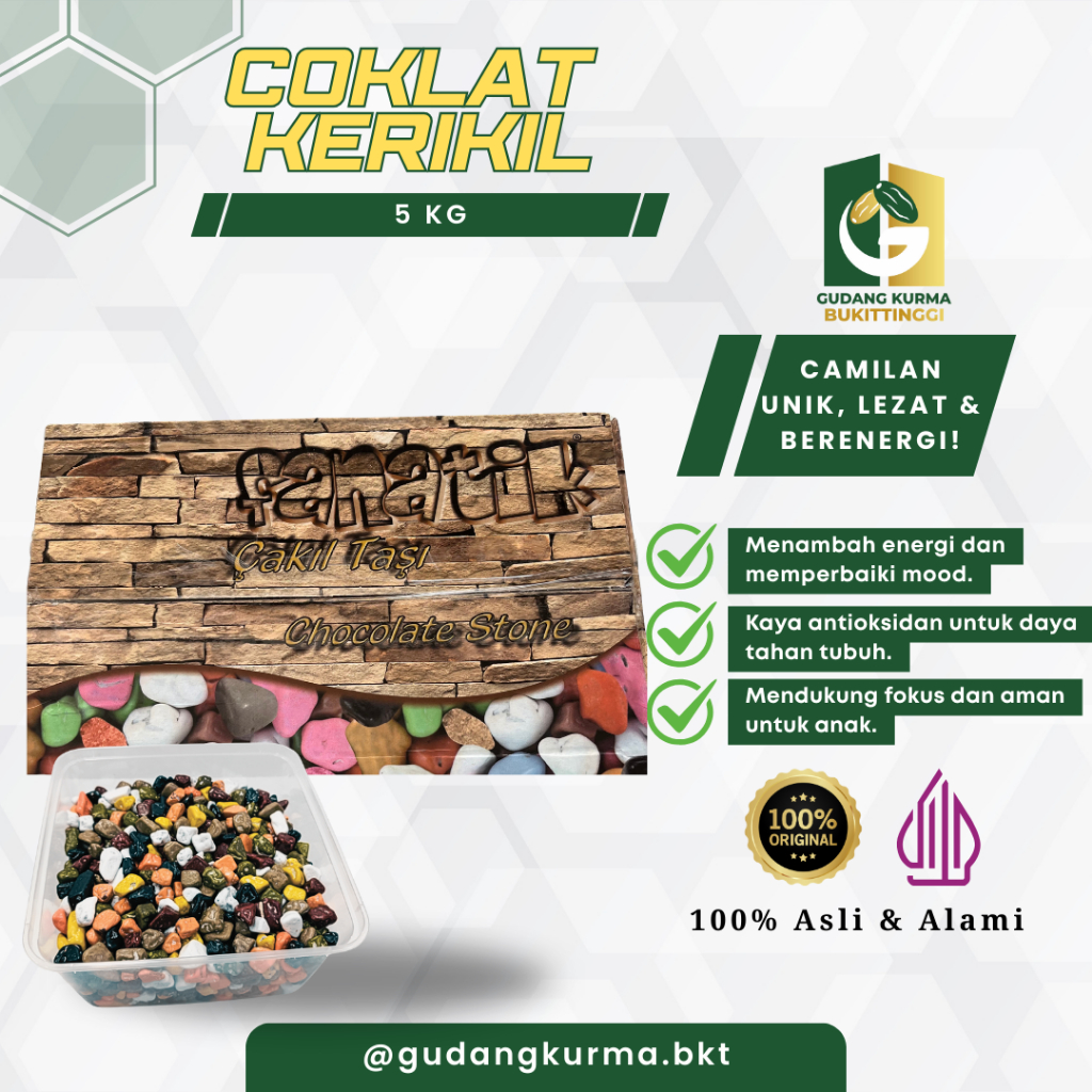 

Coklat Kerikil Arab 5Kg | Cokelat Batu Warna Warni Premium | Coklat 100% Asli