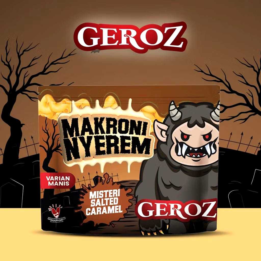 

Geroz - Makroni Nyerem - Varian Manis - Rasa Salted Caramel