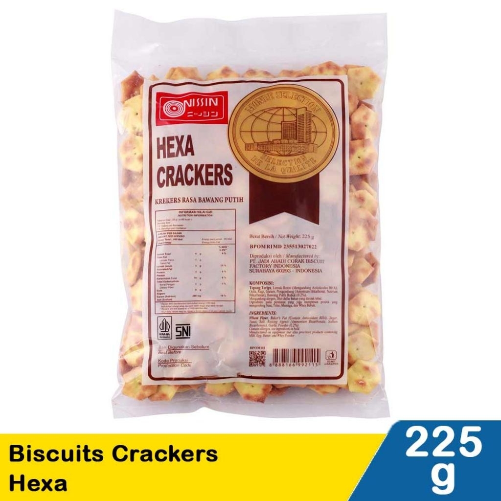 

nissin biscuits crackers hexa 225g
