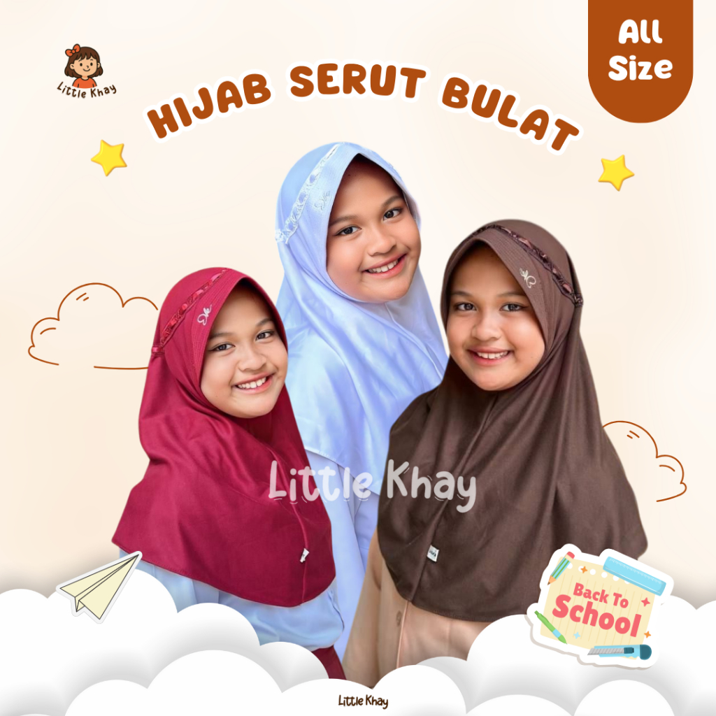 Hijab Jilbab Anak Sekolah/Kerudung Anak Sekolah SERUT BULAT SD MI
