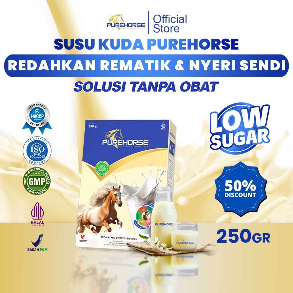 

Purehorse Susu Kuda Rendah Gula 1 Box Kemasan 250gr / Susu Kuda