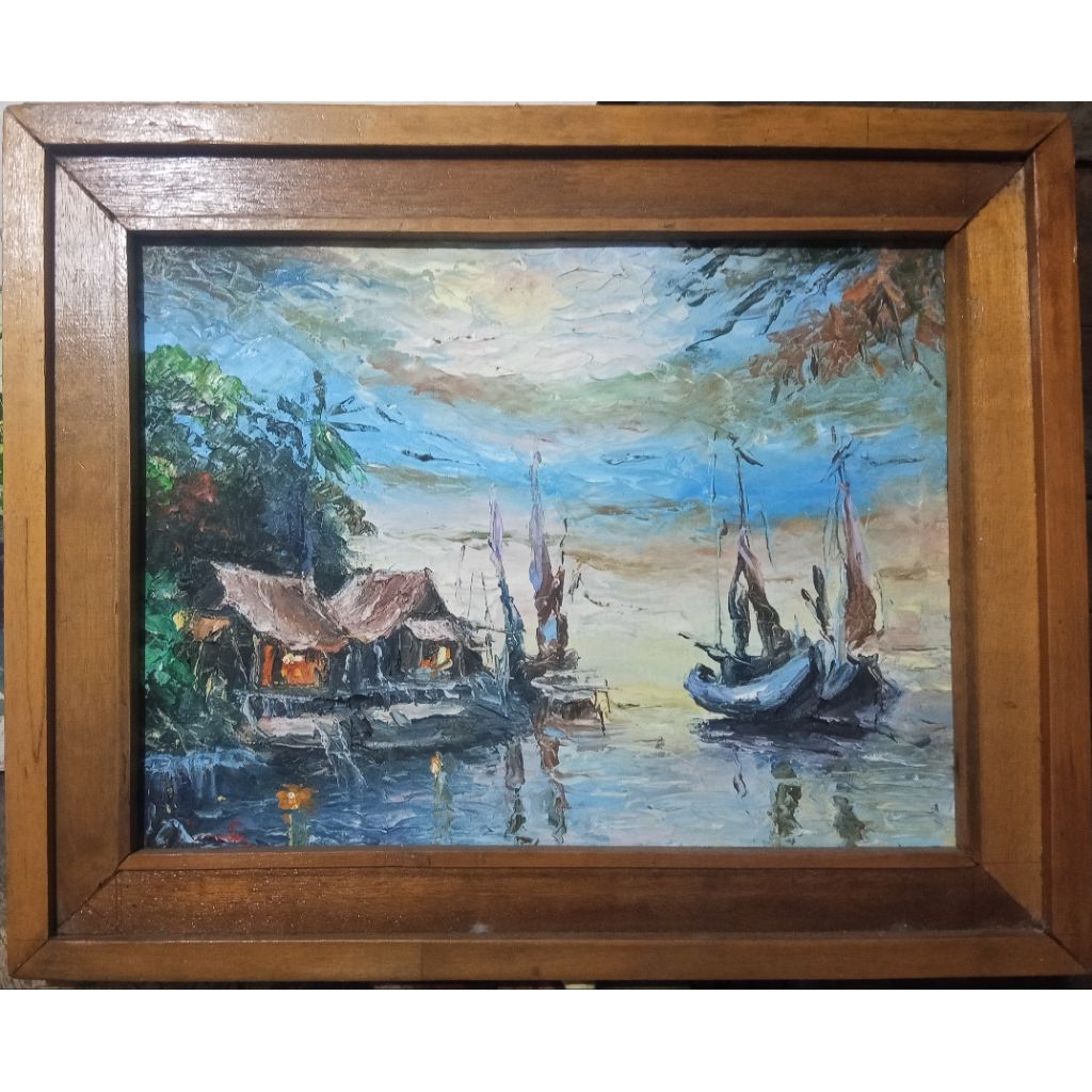 

Perahu nelayan oil on canvas palet lengkapFrem minimalis