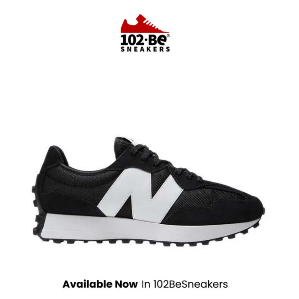 Sepatu NB 327 Unisex Sneakers- Black with White Original