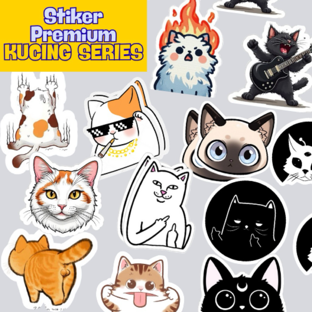 

STIKER SERIES - Stiker Pack Kucing Lucu Premium 7-10cm Vinyl Anti Air Anti Gores Bisa Custom Hologram Kartun Aesthetic untuk Laptop HP Helm Motor Tumblr Doodle Art Koleksi Unik Tahan Lama