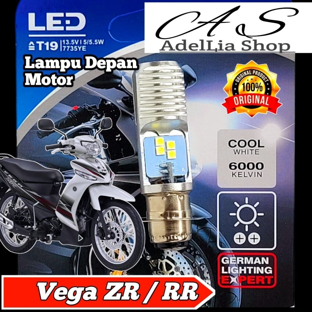 Lampu Depan Motor Honda Vega ZR / RR LED Putih Ac/Dc Pengganti Dop/Bohlam Standart WrT19
