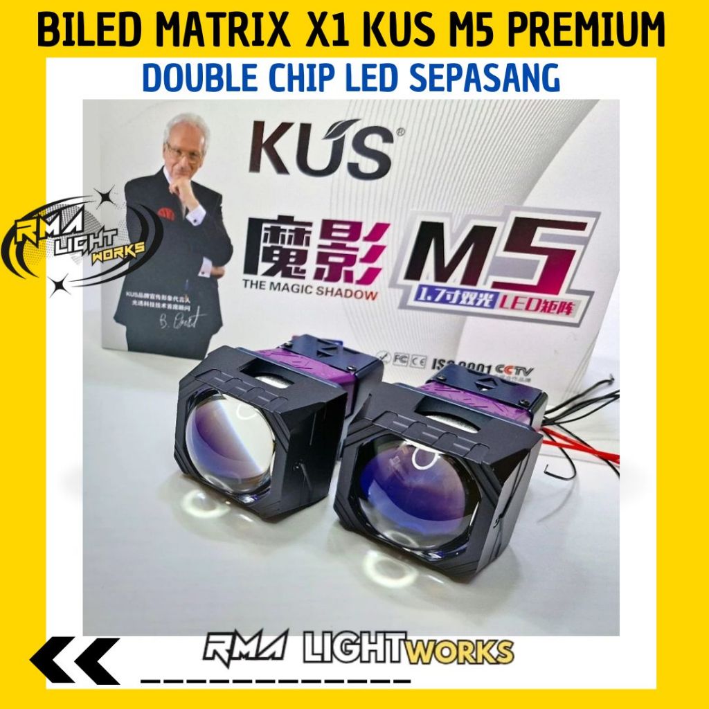 BILED Matrix KUS M5 1.5 Inch double emitter semi laser 50W 60W blue lens projector matrix headlamp m