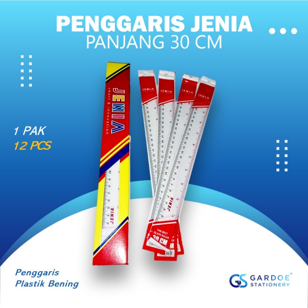 

Penggaris Jenia 30 Cm Plastik Bening 12 Pcs