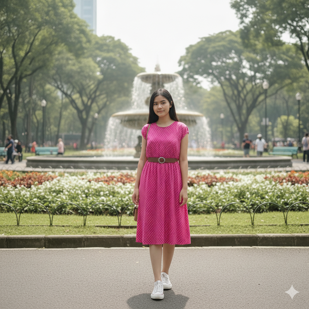 Dress pink fuschia polkadot