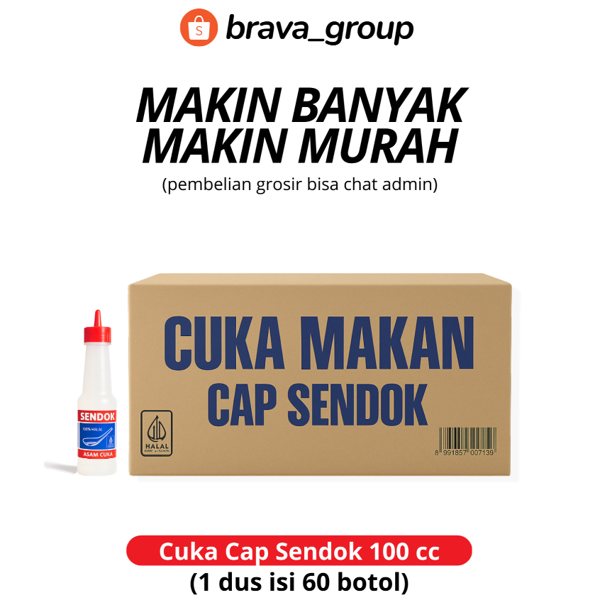

[ORDER PER KARDUS] CUKA MAKAN CAP SENDOK 100 ML [Per Kardus isi 60 botol]