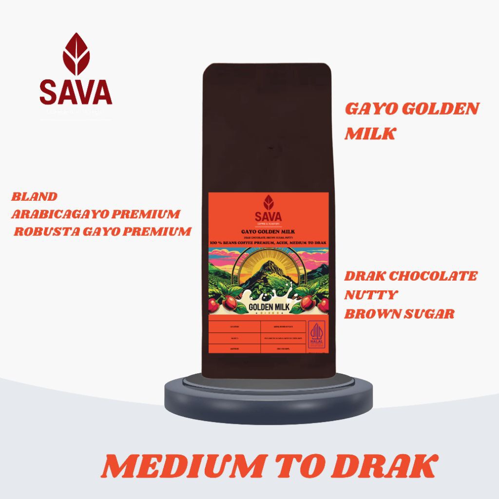 

Kopi Golden Milk Expresso 100% Biji Kopi Premium Aceh Medium To Drak 200 Gram | Sava Coffee