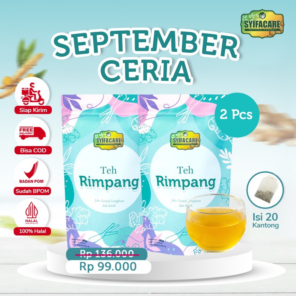 

[Paket 2 Pcs] Teh Rimpang Syifacare - Minuman Instan Herbal Rempah Jahe Kunyit Lengkuas Sereh - BPOM & HALAL MUI