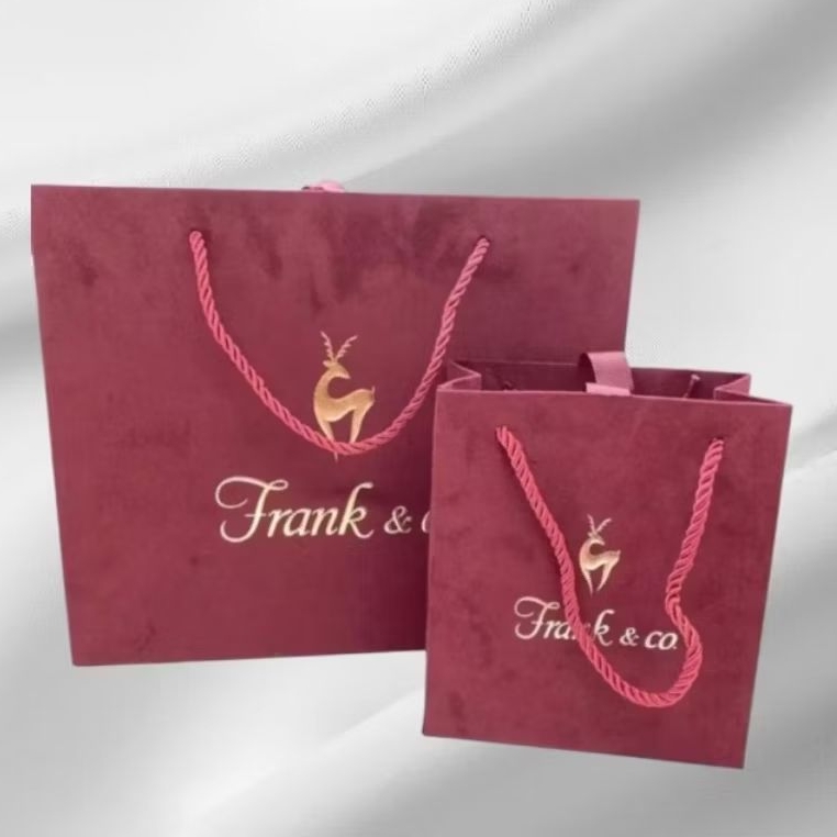 papper bag Frank & co authentic bahan beludru