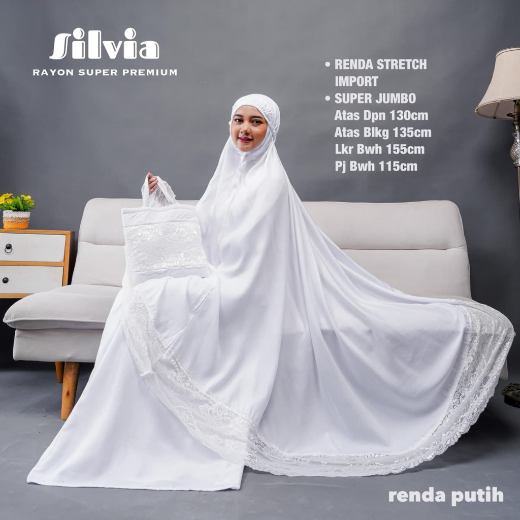 Mukena Renda Polos Putih Mukena Rayon Premium Size Super Jumbo