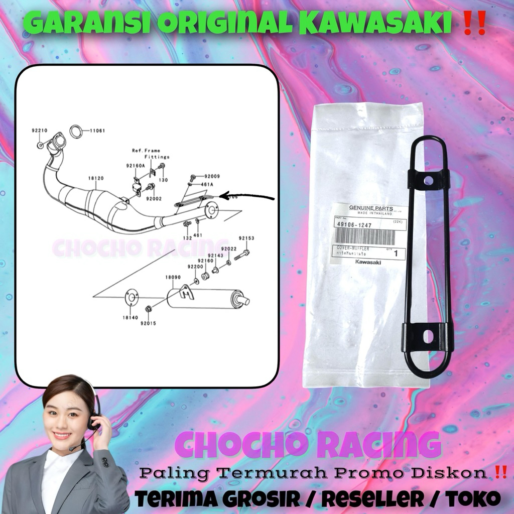 [1247] PROMO DISKON - BREKET PELINDUNG LEHER PIPA STRINGER KNALPOT NINJA RR OLD NEW ZX CBU KR KRR 15