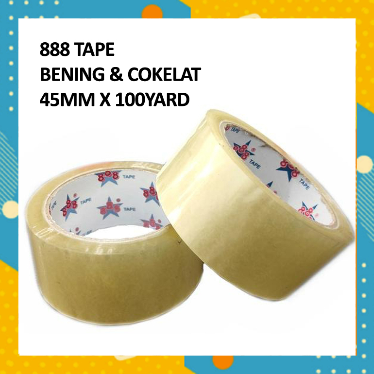 

Lakban 888 TAPE 100 Yard 45 MM Isolasi Murah Ekonomis Bungkus Paket Olshop Harga Terbaik BG94MCAL