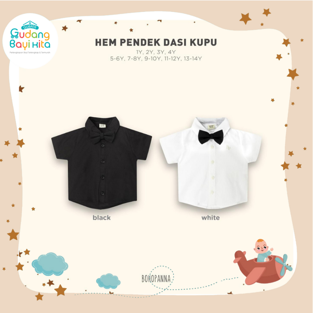 Bohopanna Hem Panjang dan Pendek Dasi Kupu - Atasan Kemeja Anak Laki laki