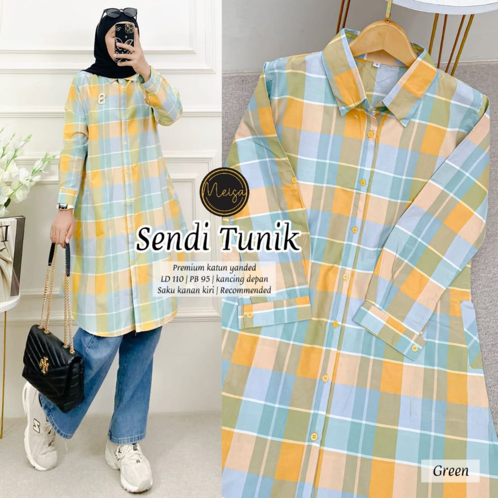 Sendi long tunik katun motif kotak by MEISA
