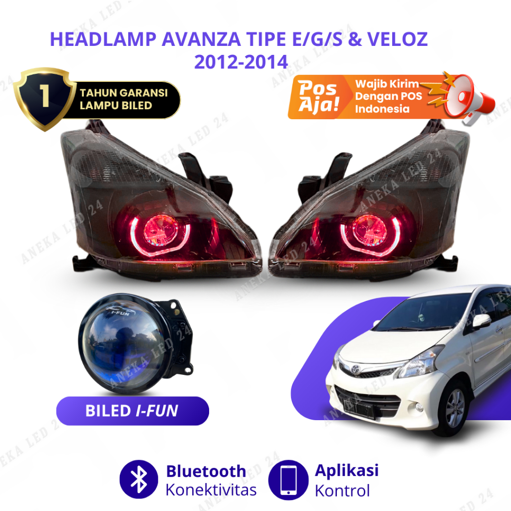 Headlamp Avanza Veloz 2012 - 2014 Custom Set Biled RGB Bluetooth Lampu Depan Avanza Veloz
