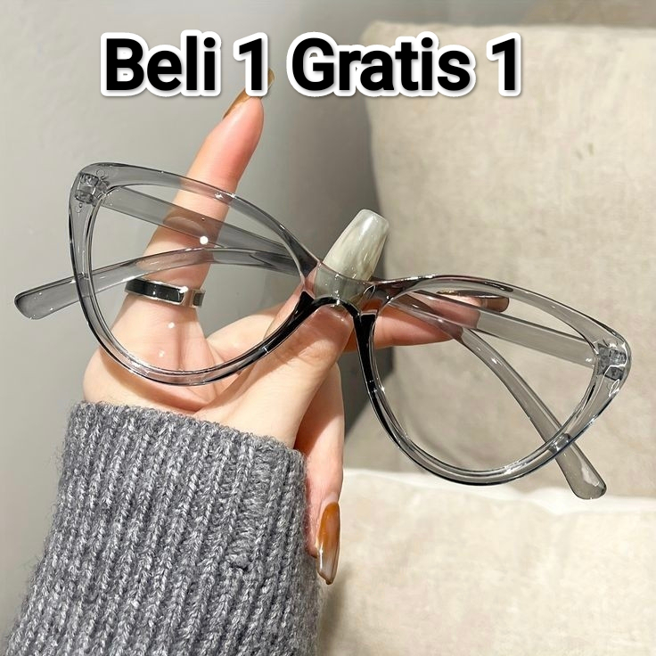 BELI 1 GRATIS 1 Kacamata Cat Eye Anti radiasi Model Mata Kucing Tren Terbaru Untuk Wanita