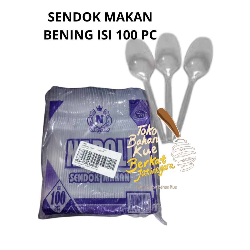 SENDOK MAKAN PLASTIK BENING ISI 100 PC / SENDOK PLASTIK BENING