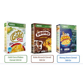 

ANEKA PRODUK CEREAL & OATS (KOKO KRUNCH, CORNFLAKES, HONEY STAR & HAVERMOUT LIGO OATS)