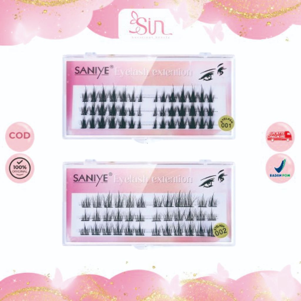 SANIYE False Eyelashes Set Tebal bisa pilih Pinset Tweezers J3003