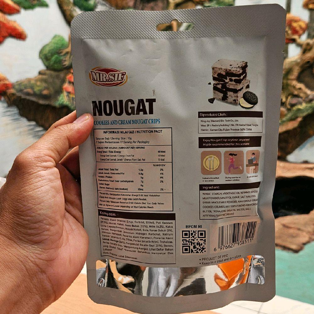

PCS 70GR - MR SIF COOKIES CREAM NOUGAT CRISP / SIF NOUGAT POUCH 70GR