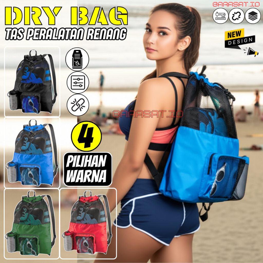 Mesh Bag Tas Alat Renang Tas Pantai Renang Tas Ransel Renang Untuk Membawa Perlengkapan Olahraga Air