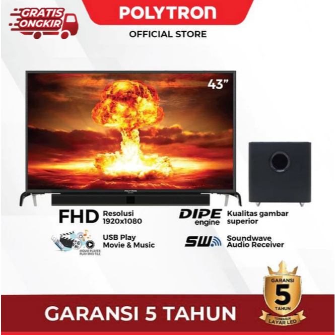POLYTRON LED TV 43" SOUNDBAR PLD-43BV15588