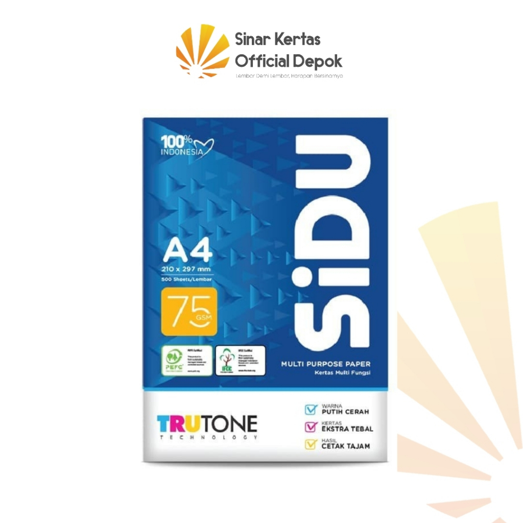 

Kertas Sidu A4 75 Gram Fotocopy Merk Sidu