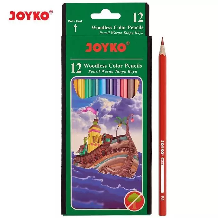 

VHP - Pensil Warna JOYKO Tanpa Kayu 12 Warna Panjang CP-103 Woodles Color Pencils
