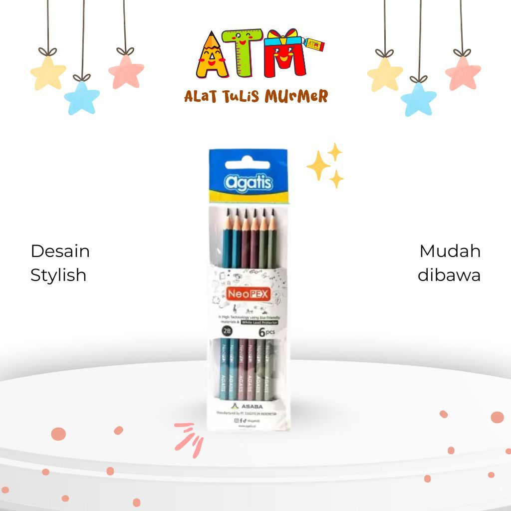 

Pensil/Pencil/Agatis Neopex - Pensil Tulis Metalic 2B Set Isi 6pcs / Pensil Agatis Neopex