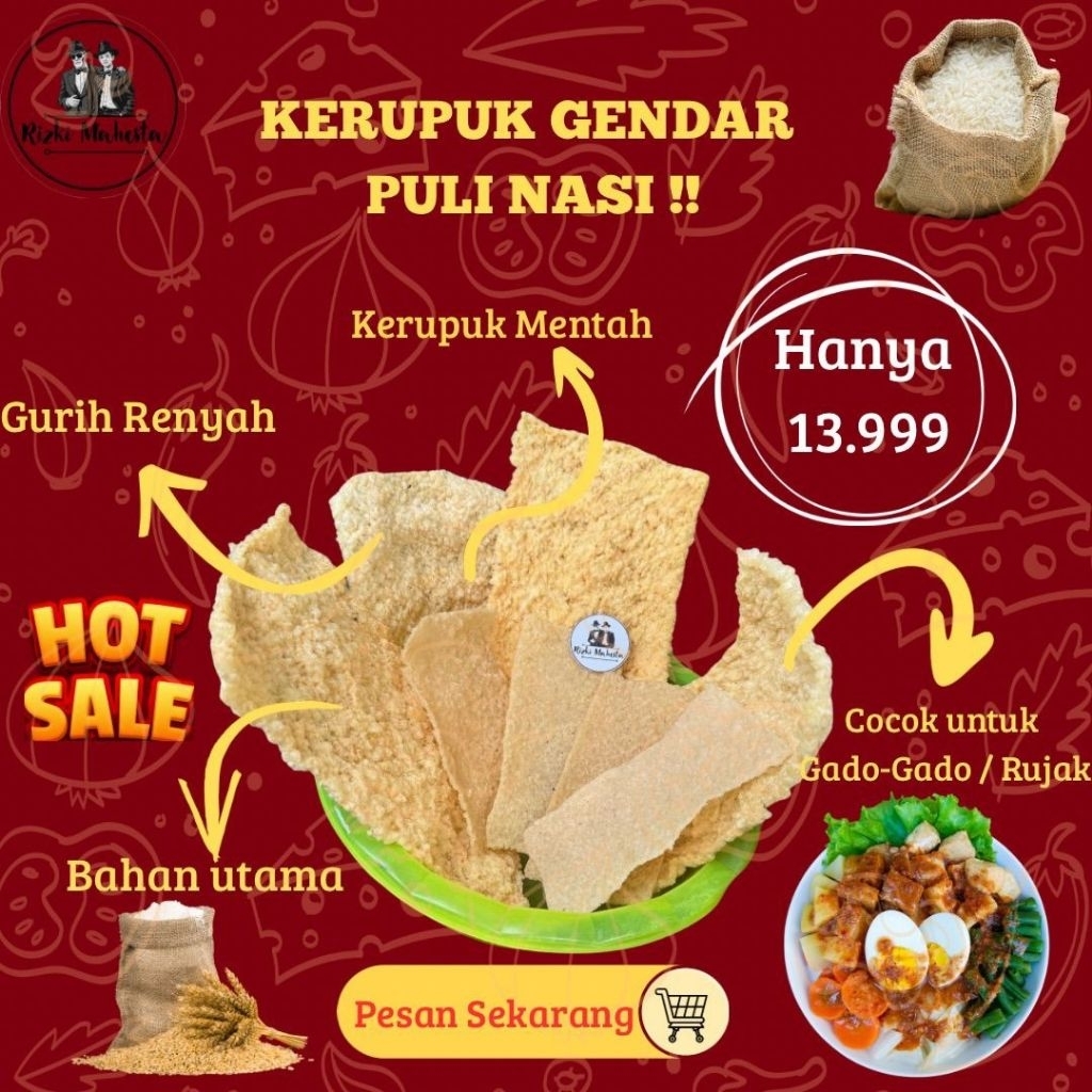

1KG KERUPUK PULI GENDAR GRADE A TERBUAT DARI BERAS PULEN