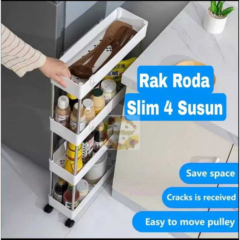 Rak Troli Dorong 4 Tingkat Rak Dapur 2 Tingkat Rak Dapur Dorong Rak Dorong Multifungsi  Rak Troli 4T
