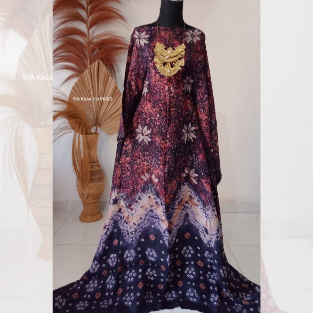 Bahan Kain Jumputan Palembang Premium 3 Meteran Dasar Batik Jemputan Couple Maroon Handmade