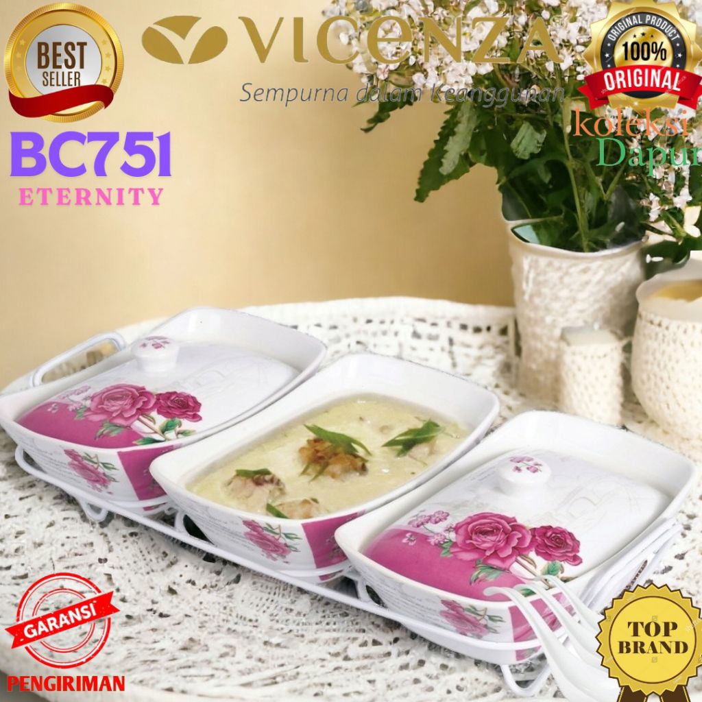 Prasmanan Vicenza, Alat saji dengan rak Bc751 ETERNITY, casserole with rack, peralatan makan porsela